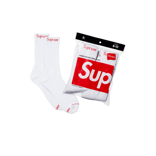 Supreme Hanes Crew Socks (4 Pack) White (SS21)