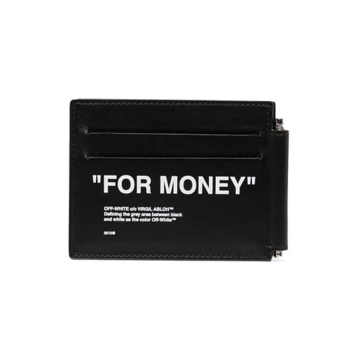 Off White Quote Print Bill Clip Wallet "FOR MONEY" Black White (2021)