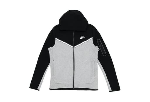 Nike Tech Fleece Full Zip Hoodie Black/Dark Grey Heather/White