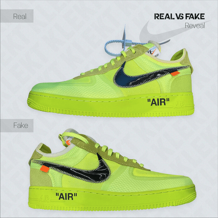 Nike Air Force 1 Volt Off-White Real vs Fake Review. Updated Pairs