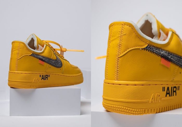 The Off-White x Nike Air Force 1 University Gold Gets Official Imagery -  KLEKT Blog