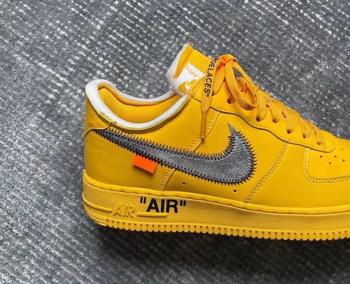 The Off-White x Nike Air Force 1 University Gold Gets Official Imagery -  KLEKT Blog